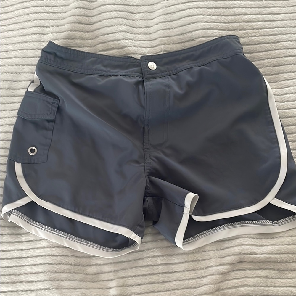 Free Country Women's Swim Shorts - Dark Gray and White